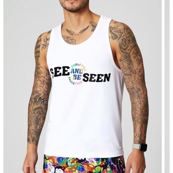Fabletics The 24-7 Tank “See and be seen” White XL NWT in packaging - Picture 1 of 7